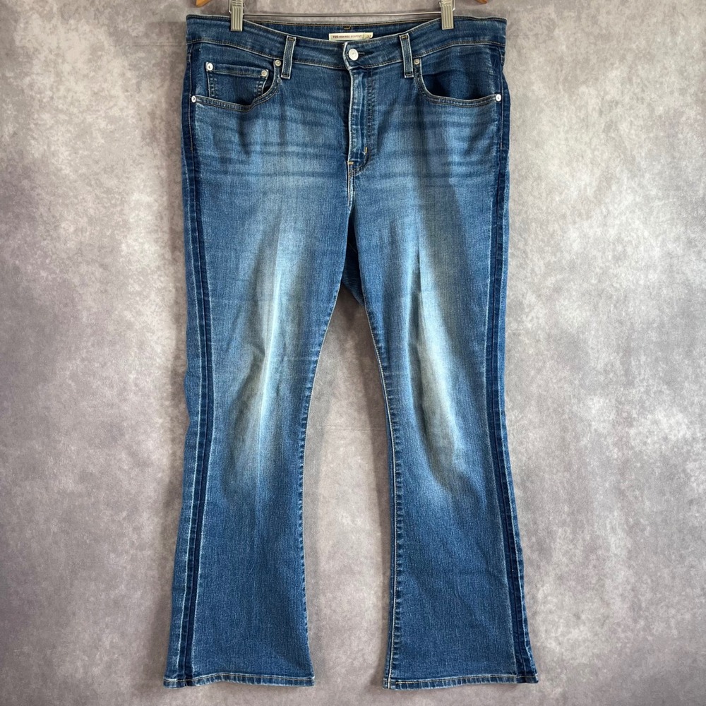 Levi's 725 High Rise Bootcut Jeans Women 32 Blue Side Stripe 18759-0158 Casual